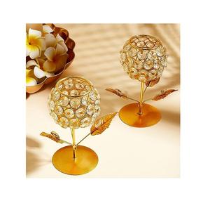 Nuevo estilo de lujo Premium chapado en oro y cristal recubierto vela votiva Juego de 3 para restaurantes y decoraciones de mesas para el hogar - Product Image 4