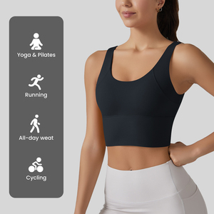 Soutien-gorge de sport pour femme, personnalisable, vente en gros usine, avec fermeture arrière réglable à crochets, sans coutures, haut de sport à maintien élevé pour le yoga - Product Image 1
