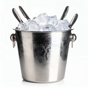 Los mejores precios de venta Cubo de hielo de acero inoxidable de metal con mango Acabado plateado para el hogar y hoteles Bar Ware Party Wine Cooler - Product Image 1