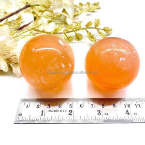 Sphère de cristal de sélénite orange naturelle polie, pierre de guérison - Product Image 4