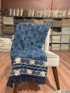 Manta de algodón de lujo con estampado de bloque de mano Indigo para decoración del hogar, venta al por mayor, para decoración de la sala de estar - Product Image 3