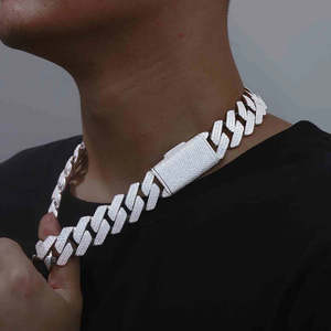Cadena Cubana de Lujo de Oro Blanco de 14K con Moissanita Estilo Hip Hop Vintage, Elegante TISHYA DIAMOND para Hombre - Product Image 2