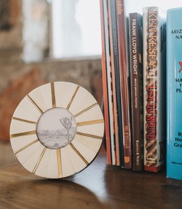 3x3 Round <b>Picture</b> <b>Frame</b> Photo Hand Carved Bone with Brass Accents Round <b>Picture</b> Small Boho Photo <b>Frame</b> Indian <b>Picture</b> - Product Image 4