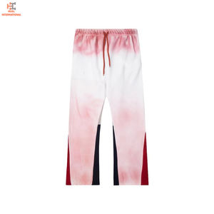 Pantalon de survêtement de couleur unie pour hommes, vêtements de rue avec logo personnalisé, taille moyenne, motif droit, évasé délavé, style décontracté, 2024 - Product Image 3