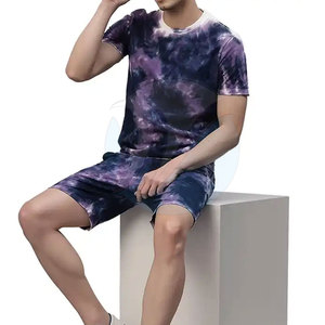 Último diseño transpirable verano Tie Dye impresión alta calidad hombres pantalones cortos conjunto ropa Casual - Product Image 5