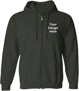 Sudadera con capucha verde de nuevo estilo con logotipo personalizado y diseño de bolsillo de canguro, sudaderas con capucha y cremallera completa para hombre - Product Image 5