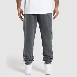 Pantalones Deportivos Casuales para Hombre, 100% Algodón, con Logotipo Personalizado, Lavado Ácido, Cierre con Cordón, Corte Recto - Product Image 5