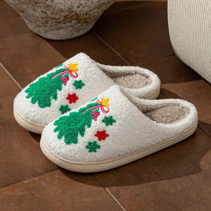 Zapatillas Casuales de Invierno con Diseño de Árbol de Navidad, Antideslizantes, Punta Cerrada, Chaussons Hiver, Sapin De Noel, Plantilla y Suela de EVA TPR - Product Image 4