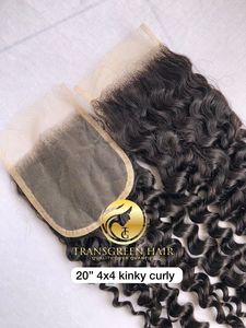 Paquete de Cabello Humano Virgen Indio 100% Natural Sin Procesar, Rizado Kinky de 20'', con Cierre de Encaje Transparente 4x4 y Cutícula Alineada, de Templo Indio, para Venta al por Mayor - Product Image 4