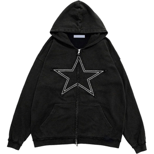 Custom Logo Distressed French Terry 100% Cotton Oversized Boxy Hoodies <b>Applique</b> Embroidery Patch Winter for Men - Product Image 1