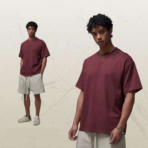 T-shirt vierge personnalisé pour hommes 250 300 Gsm lourd 100% coton T-shirt oversize épaule tombante Boxy Fit Crop T-shirt pour hommes - Product Image 3