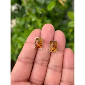 925 Silver Geometric <b>Stud</b> <b>Earrings</b> Citrine Garnet Topaz <b>Amethyst</b> Diamond Ruby Emerald Bezel Settings Trendy Animal Engagement - Product Image 1