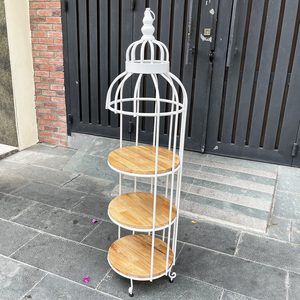 KTB68086 3-Tier Bird Cage Display <b>Shelf</b> Wall & Display <b>Shelves</b> with Iron Frame - Product Image 5