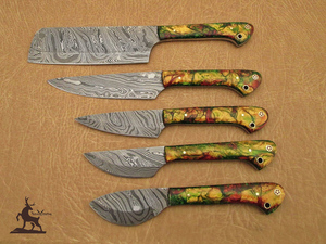 Cuchillo de cocina de acero de Damasco personalizable OEM con mango de resina y Funda de cuero regalo de Navidad/cumpleaños para él y ella - Product Image 2