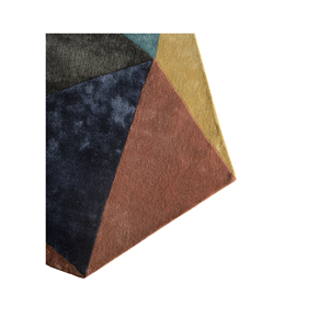 Tapis bleu en laine et viscose tufté à la main, motif géométrique, pour salon et couloir - TNQ-1104, épaisseur 10 mm, modèle rectangulaire - Product Image 4