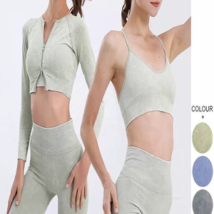 Nouveau ensemble de Yoga sans couture pour femmes 5 pièces Gym haut de sport vêtements de sport costume solide motif Fitness vêtements d'entraînement - Product Image 3