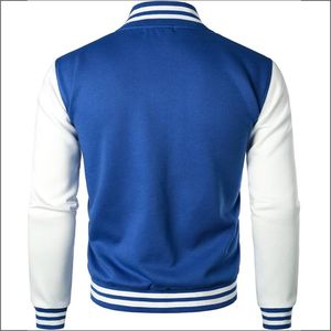 แจ็คเก็ตบอมเบอร์เบสบอลวิทยาลัยสำหรับผู้ชายแจ็คเก็ตแขน PU แบบลำลองปักโลโก้ได้ตามต้องการ - Product Image 3
