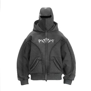 Doble gorra diseño único Sudadera con capucha hombres mujeres doble cabeza águila cremallera Sudadera con capucha invierno suelta pareja chaqueta ropa de abrigo