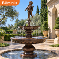 Fontaine à étages de luxe en bronze coulé, statue de Cupidon, élément aquatique classique en métal pour hôtel, parc, jardin, aménagement paysager