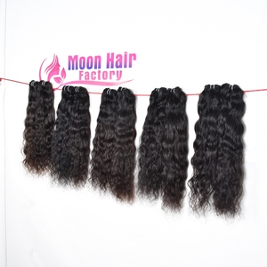 Extensions de cheveux indiennes pour femmes, couleur naturelle noire, double trame, vague profonde, cuticule alignée vietnamienne, machine, en gros, à vendre - Product Image 3