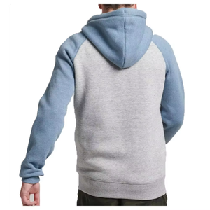 Sweat à capuche zippé pour homme, gris élégant avec manches bleues, pour un usage décontracté, mélange parfait de style et de confort, sweats à capuche pour homme - Product Image 2