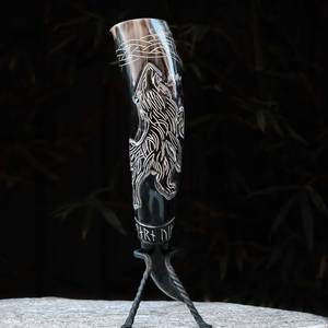 Corne à boire viking polie en corne de bœuf avec support, qualité supérieure, corne à boire viking en agate d'Inde - Product Image 5