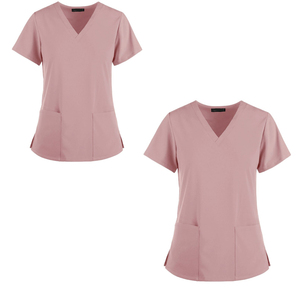 Camiseta de Manga Corta con Cuello en V de Alta Calidad para Mujer, Uniforme de Trabajo de Verano, Uniforme de Enfermera, Uso Hospitalario, Unisex, para Médicos y Pacientes - Product Image 5