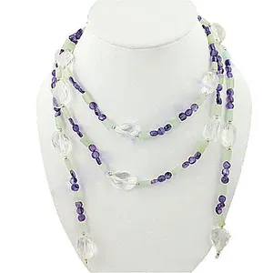 Collier multi-brins en améthyste et cristal de quartz pour femme - Product Image 1