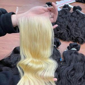 Top Trending Genius Weft Raw Vietnamita Trama de cabello humano para cierre de encaje suizo Natural ondulado 6x6 Paquetes de color de firma - Product Image 4