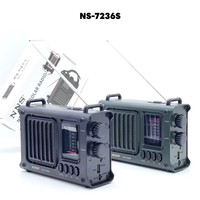 Haut-parleur portable à énergie solaire NS-7236S, radio FM trois bandes, affichage numérique, rechargeable, système audio pour la maison et l'extérieur