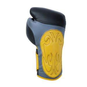 Gants de boxe professionnels en cuir noir et jaune, design gaufré, fermeture auto-agrippante, respirants, pour adultes, entraînement et sparring - Product Image 3