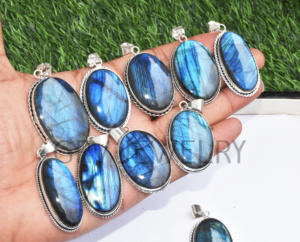 Lote al por mayor de colgantes de plata esterlina 925 étnicos hechos a mano, piedras preciosas de labradorita azul Natural para bodas, compromisos, fiestas - Product Image 4