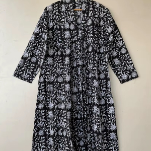 เดรสผ้าคอตตอนพิมพ์ลายดอกไม้สไตล์อินเดียแบบนุ่มสำหรับฤดูร้อน - Product Image 1