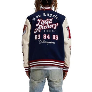 Chaqueta Universitaria de Béisbol Personalizada para Hombre, Mangas de Cuero Bordadas, Talla Grande, Chaqueta Negra con Letras a Cuadros en la Parte Delantera, Chaquetas para Hombre - Product Image 3