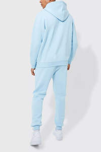 Streetwear personnalisé de haute qualité pour hommes 100% coton haut court à patchwork ensemble sweat à capuche zippé surdimensionné et délavé à l'acide avec fermeture éclair et pantalon de survêtement - Product Image 3