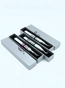 Calidad profesional 90 grados revestimiento de polvo gris 45 grados curvado Acero inoxidable extensión de pestañas pinzas instrumento de belleza - Product Image 4