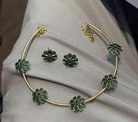 Ensemble collier et boucles d'oreilles en laiton plaqué or royal - Cadeau tendance pour femme pour fiançailles, mariage, anniversaire
