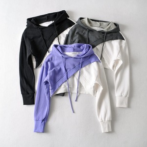 High Quality Custom Women's <b>Winter</b> Hooded Crop <b>Top</b> Hoodie 100% Cotton Fleece Eco-Friendly Windproof Comfortable Fashion Front - Product Image 1