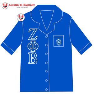 Conjunto de Pijama Personalizado con Letras Griegas Zeta Phi Beta, Estampado de Rayas de Alta Calidad, Tejido de Punto, Sin Mangas, para Mujer - Product Image 3