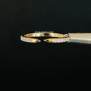 Bague de mariage en or massif 14 carats sertie de diamants pavés, bijoux de luxe pour femmes chrétiennes - Product Image 4