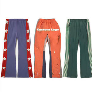 Personalizado ligero 3D en relieve Cross Stack Flare pantalones de chándal de los hombres de pista Pantalones de chándal de lona - Product Image 2