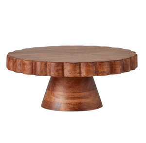 Support à gâteau en bois de mangue, design moderne, couleur marron, table de présentation de pâtisserie, outils pour gâteaux, fait à la main, plateau carré, un seul niveau - Product Image 1
