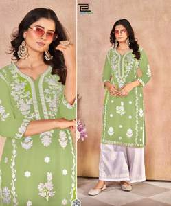 Hot Selling Rayon With Embroidery Kurti And Plazzo Manufacturer And Supplier From India At Lowest Rate - Product Image 2