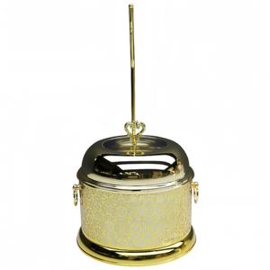 Hotel Wedding Banquet 8.0L Stainless Steel <b>Food</b> <b>Warmer</b> Gold Buffet Alcohol <b>Heating</b> Round Chafing Dish - Product Image 4