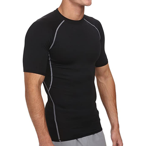 เสื้อยืดรัดรูปแขนครึ่งแขนสำหรับผู้ชายเสื้อยืดผ้าโพลีเอสเตอร์อีลาสเทนพิมพ์ลายออกแบบได้ตามต้องการสำหรับใส่วิ่ง - Product Image 4