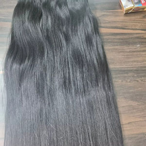 Extensions de cheveux raides vierges Remy tirés à un seul tirage brut non traité de qualité supérieure Fournisseurs de cheveux humains indiens naturels de temple indien - Product Image 1