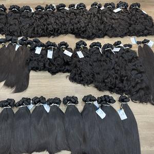 Extensiones de cabello crudo vietnamita de lujo, máquina de textura recta y ondulada, cabello de doble trama, color negro natural - Product Image 1