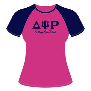 100 algodón rosa Delta Psi Rho Sorority Camiseta de manga raglán llenando los huecos ropa de vida griega cómoda camiseta informal - Product Image 2