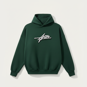 Sudadera con capucha unisex de gran tamaño verde oscuro-Sudadera Lisa a granel para marca personalizada - Product Image 6