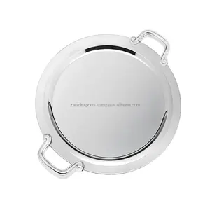 ถาดโลหะทรงกลมสีทอง งานแฮนด์เมด ดีไซน์หรูหรา สำหรับใช้ภายใน ขอบลายจุด ยกสูง คลาสสิก เหมาะสำหรับงานแต่งงาน - Product Image 2